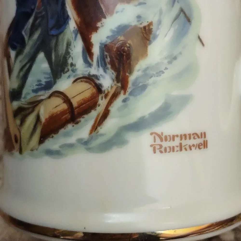 Vintage 1985‎ Norman Rockwell Braving the Storm Coffee Mug